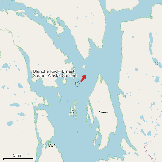Map of Blanche Rock, Ernest Sound, Alaska Current Prediction Station