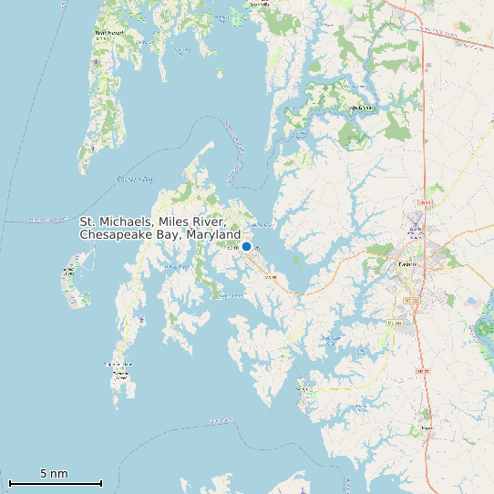 Map of St. Michaels, Miles River, Chesapeake Bay, Maryland Tide Prediction Station