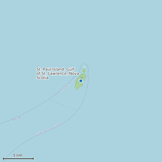 Map of St. Paul Island, Gulf of St. Lawrence, Nova Scotia Tide Prediction Station