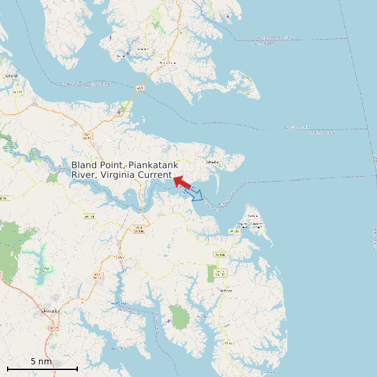 Map of Bland Point, Piankatank River, Virginia Current Prediction Station