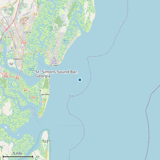 Map of St. Simons Sound Bar, Georgia Tide Prediction Station