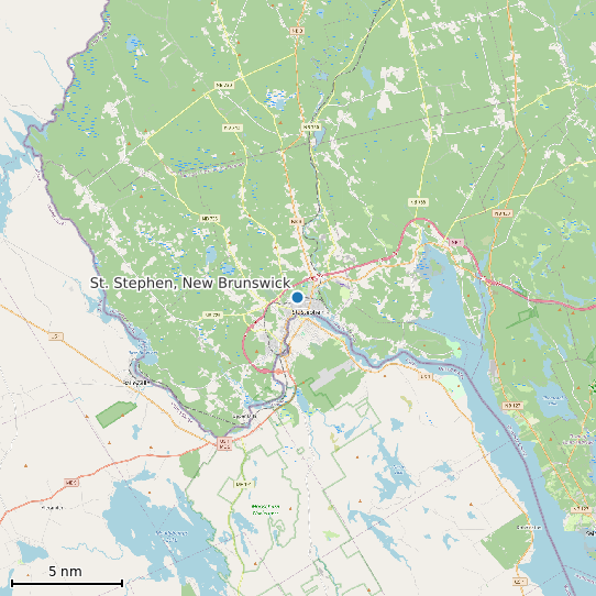 Map of St. Stephen, New Brunswick Tide Prediction Station
