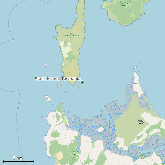 Map of Stack Island, Tasmania Tide Prediction Station