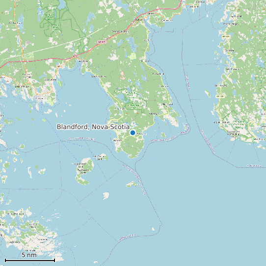 Map of Blandford, Nova Scotia Tide Prediction Station