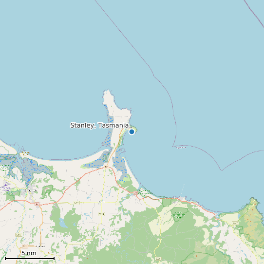 Map of Stanley, Tasmania Tide Prediction Station
