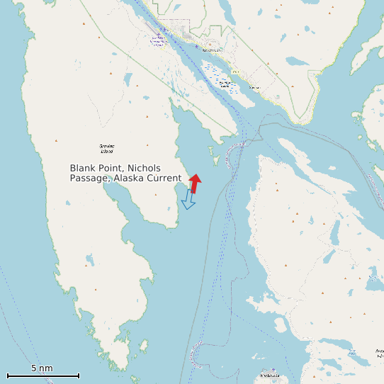 Map of Blank Point, Nichols Passage, Alaska Current Prediction Station