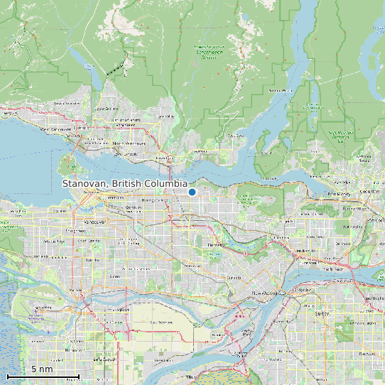 Map of Stanovan, British Columbia Tide Prediction Station