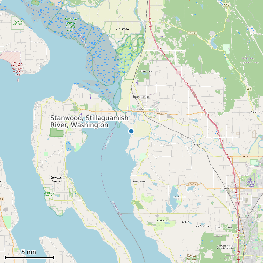 Map of Stanwood, Stillaguamish River, Washington Tide Prediction Station