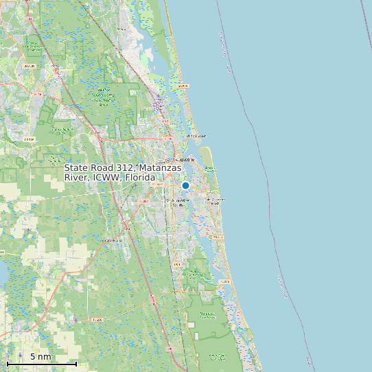 Map of State Road 312, Matanzas River, ICWW, Florida Tide Prediction Station