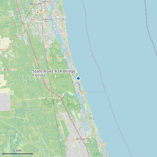 Map of State Road A1A Bridge, Florida Tide Prediction Station