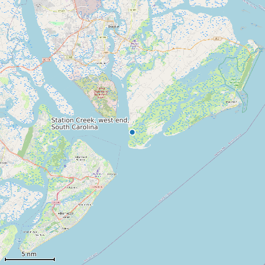 Map of Station Creek, west end, South Carolina Tide Prediction Station