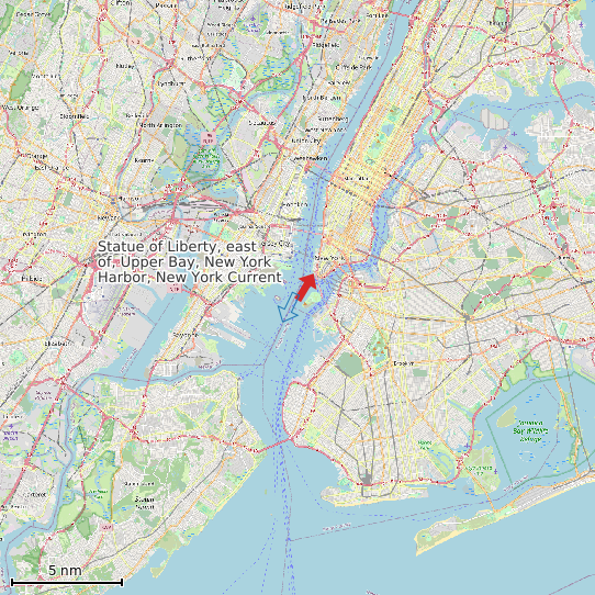 Map of Statue of Liberty, east of, Upper Bay, New York Harbor, New York Current Prediction Station