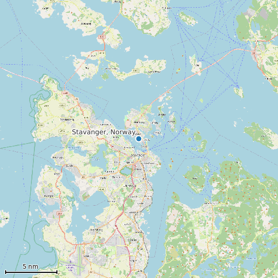 Map of Stavanger, Norway Tide Prediction Station