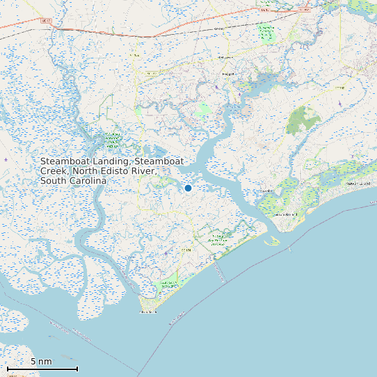 Map of Steamboat Landing, Steamboat Creek, North Edisto River, South Carolina Tide Prediction Station