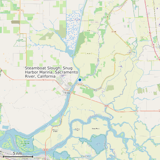 Map of Steamboat Slough, Snug Harbor Marina, Sacramento River, California Tide Prediction Station