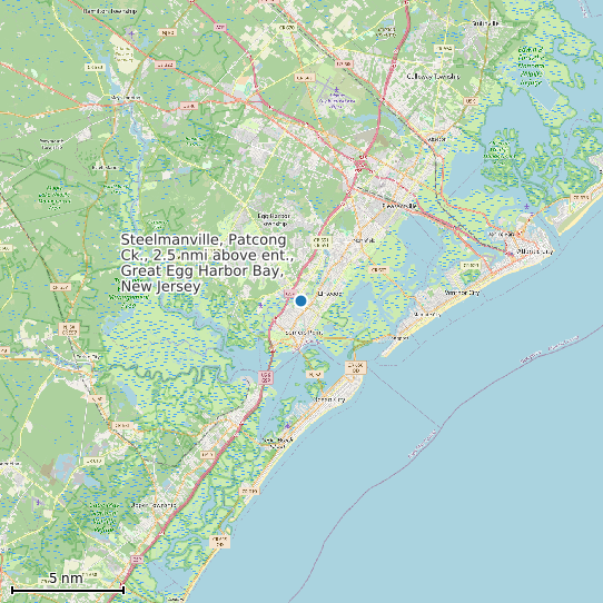 Map of Steelmanville, Patcong Ck., 2.5 nmi above ent., Great Egg Harbor Bay, New Jersey Tide Prediction Station