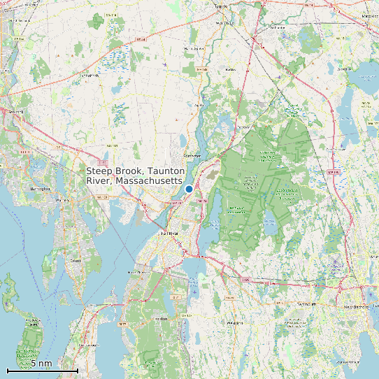 Map of Steep Brook, Taunton River, Massachusetts Tide Prediction Station