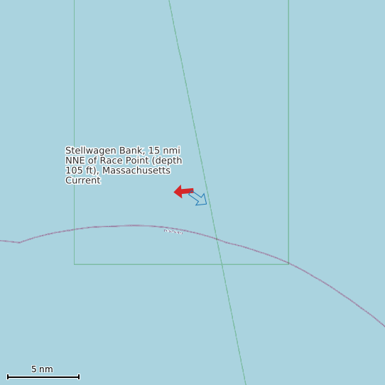 Map of Stellwagen Bank, 15 nmi NNE of Race Point (depth 105 ft), Massachusetts Current Prediction Station