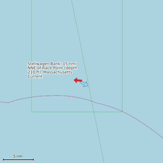 Map of Stellwagen Bank, 15 nmi NNE of Race Point (depth 210 ft), Massachusetts Current Prediction Station