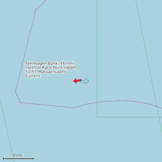 Map of Stellwagen Bank, 16 nmi north of Race Point (depth 51 ft), Massachusetts Current Prediction Station