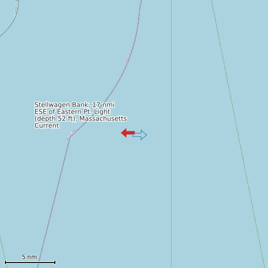 Map of Stellwagen Bank, 17 nmi ESE of Eastern Pt. Light (depth 52 ft), Massachusetts Current Prediction Station