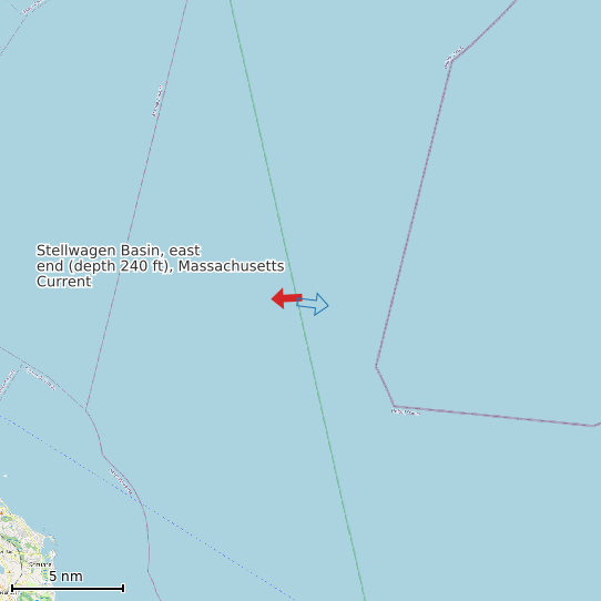 Map of Stellwagen Basin, east end (depth 240 ft), Massachusetts Current Prediction Station