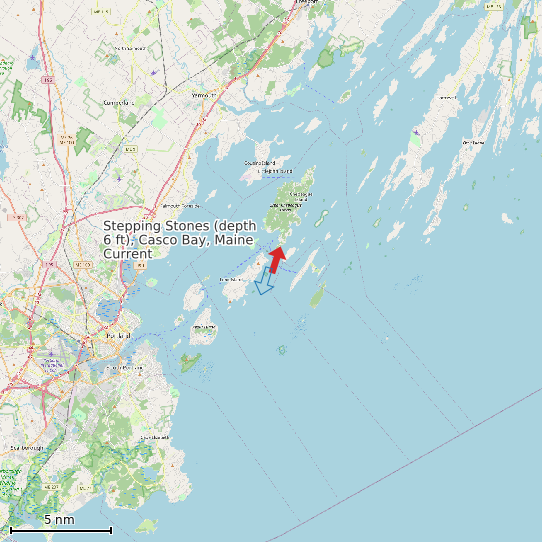 Map of Stepping Stones (depth 6 ft), Casco Bay, Maine Current Prediction Station