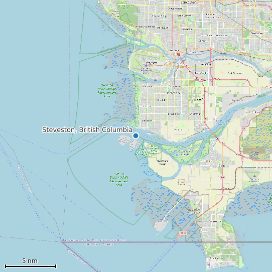Map of Steveston, British Columbia Tide Prediction Station