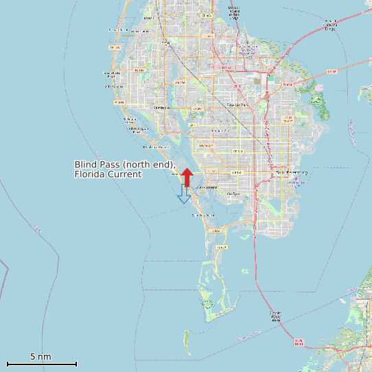 Map of Blind Pass (north end), Florida Current Prediction Station