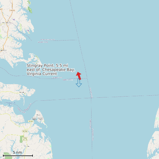 Map of Stingray Point, 5.5 mi east of, Chesapeake Bay, Virginia Current Prediction Station