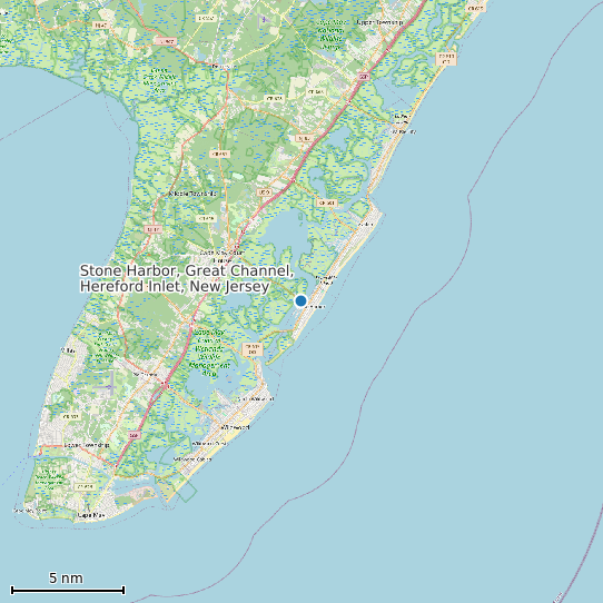 Map of Stone Harbor, Great Channel, Hereford Inlet, New Jersey Tide Prediction Station