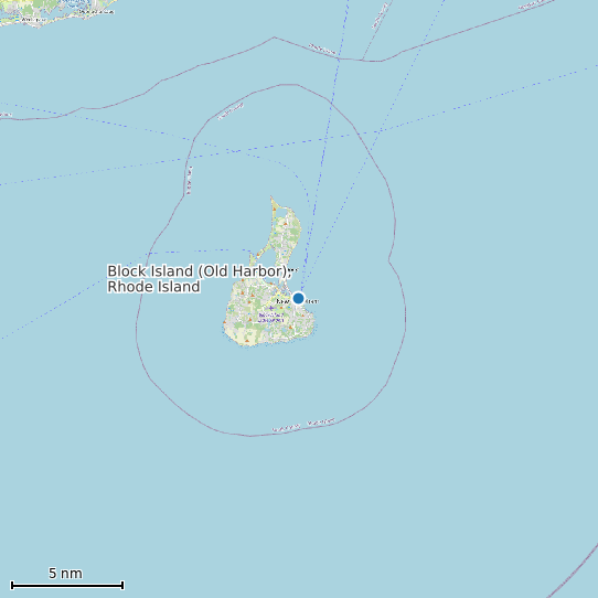 Map of Block Island (Old Harbor), Rhode Island Tide Prediction Station