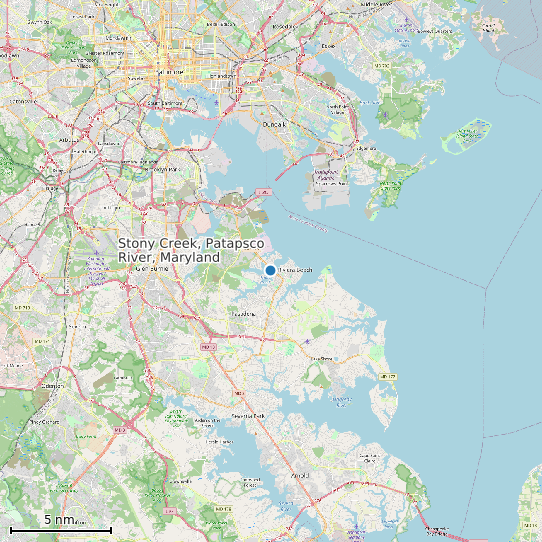 Map of Stony Creek, Patapsco River, Maryland Tide Prediction Station
