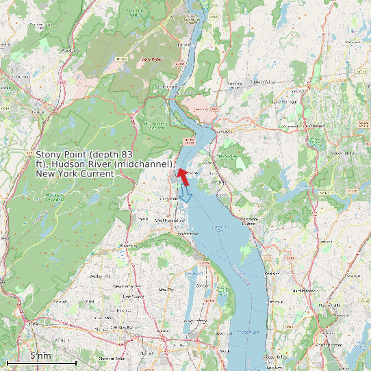Map of Stony Point (depth 83 ft), Hudson River (midchannel), New York Current Prediction Station
