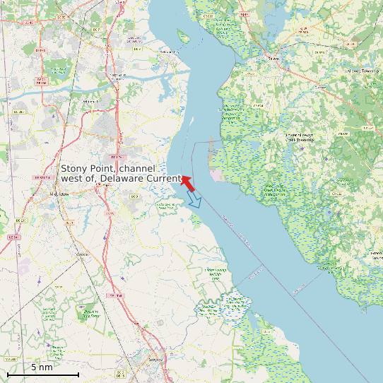 Map of Stony Point, channel west of, Delaware Current Prediction Station