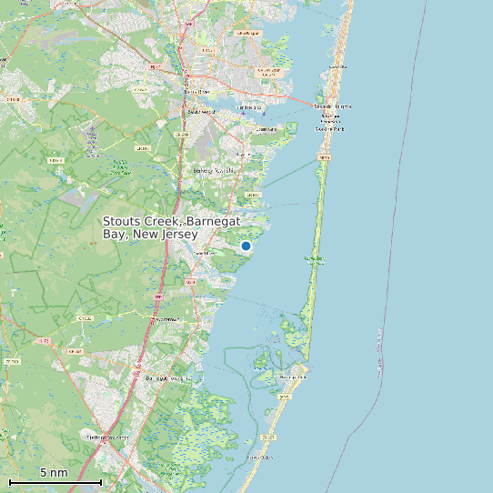 Map of Stouts Creek, Barnegat Bay, New Jersey Tide Prediction Station
