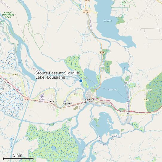 Map of Stouts Pass at Six Mile Lake, Louisiana Tide Prediction Station