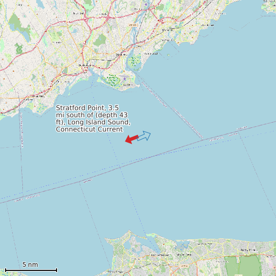 Map of Stratford Point, 3.5 mi south of (depth 43 ft), Long Island Sound, Connecticut Current Prediction Station