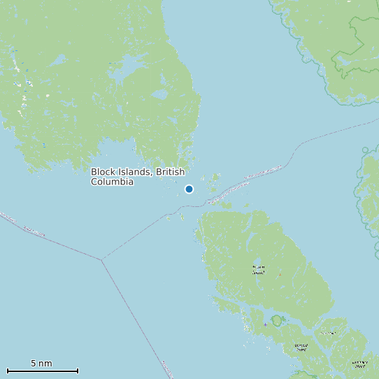 Map of Block Islands, British Columbia Tide Prediction Station