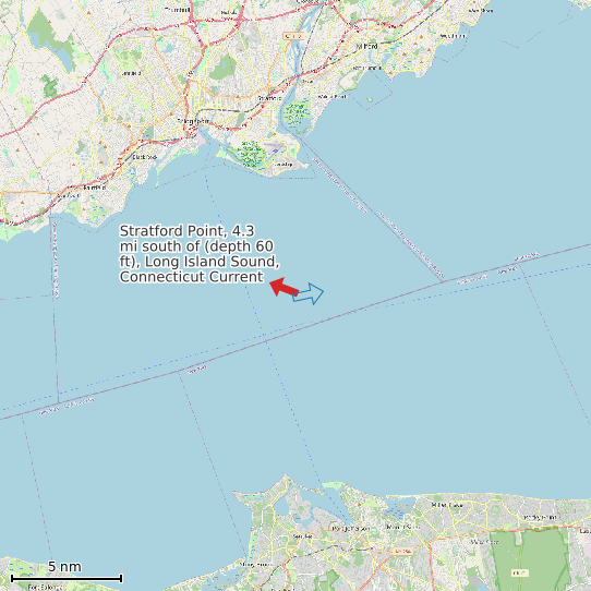 Map of Stratford Point, 4.3 mi south of (depth 60 ft), Long Island Sound, Connecticut Current Prediction Station