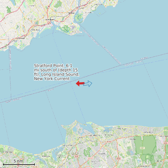 Map of Stratford Point, 6.1 mi south of (depth 15 ft), Long Island Sound, New York Current Prediction Station