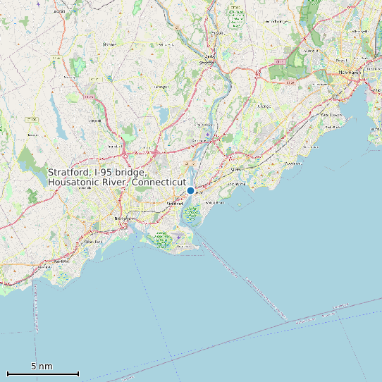 Map of Stratford, I-95 bridge, Housatonic River, Connecticut Tide Prediction Station