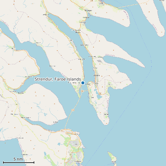 Map of Strendur, Faroe Islands Tide Prediction Station