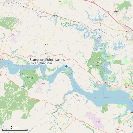 Map of Sturgeon Point, James River, Virginia Tide Prediction Station