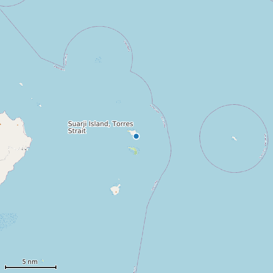 Map of Suarji Island, Torres Strait Tide Prediction Station