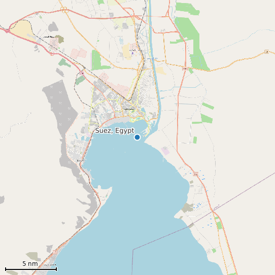 Map of Suez, Egypt Tide Prediction Station