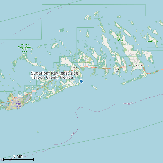 Map of Sugarloaf Key, east side, Tarpon Creek, Florida Tide Prediction Station