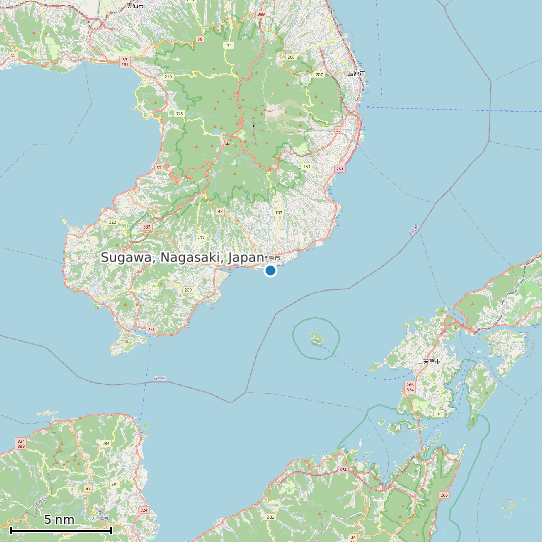 Map of Sugawa, Nagasaki, Japan Tide Prediction Station