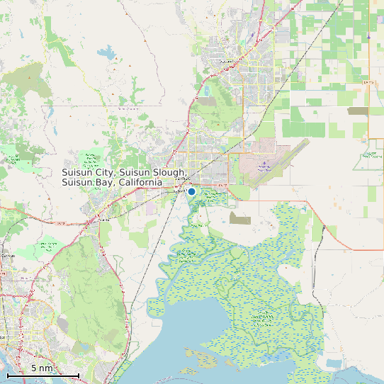 Map of Suisun City, Suisun Slough, Suisun Bay, California Tide Prediction Station