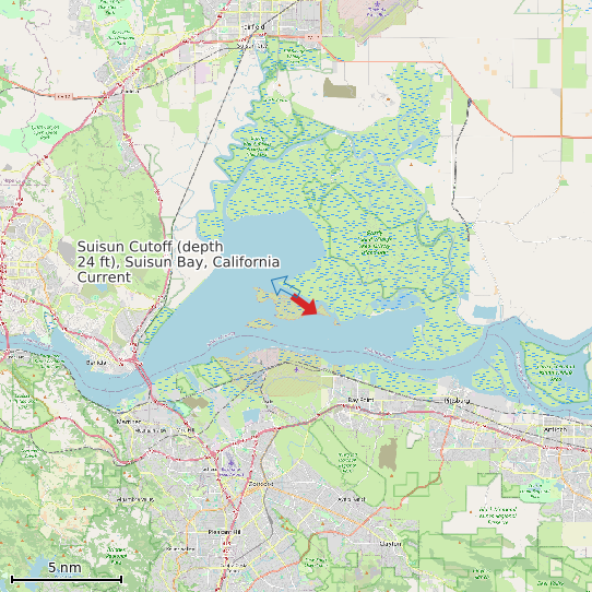 Map of Suisun Cutoff (depth 24 ft), Suisun Bay, California Current Prediction Station